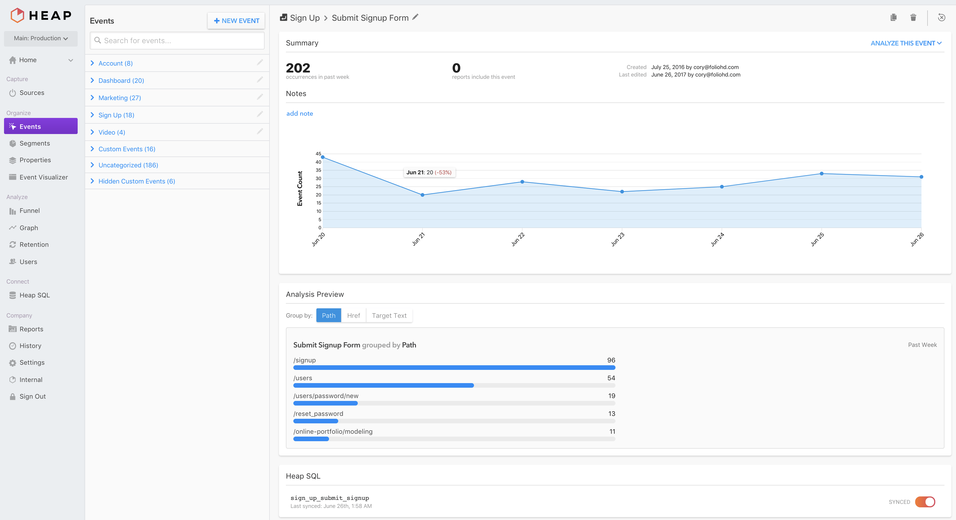 Heap website analytics google